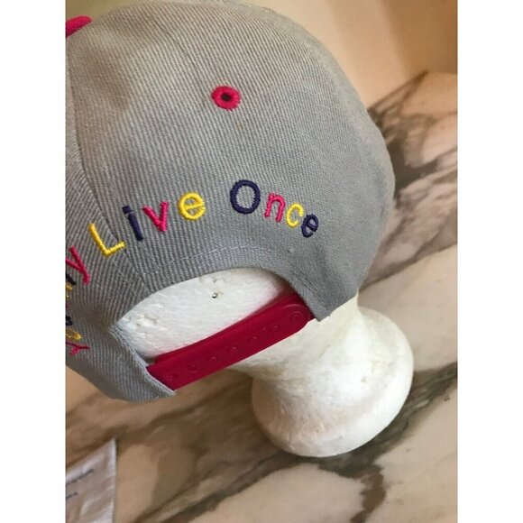 YOLO Adjustable Snapback Hat Hip Hop You Only Live Once Cap Gray Pink Yellow - Picture 4 of 7